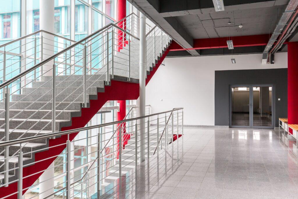 Modern, school staircase